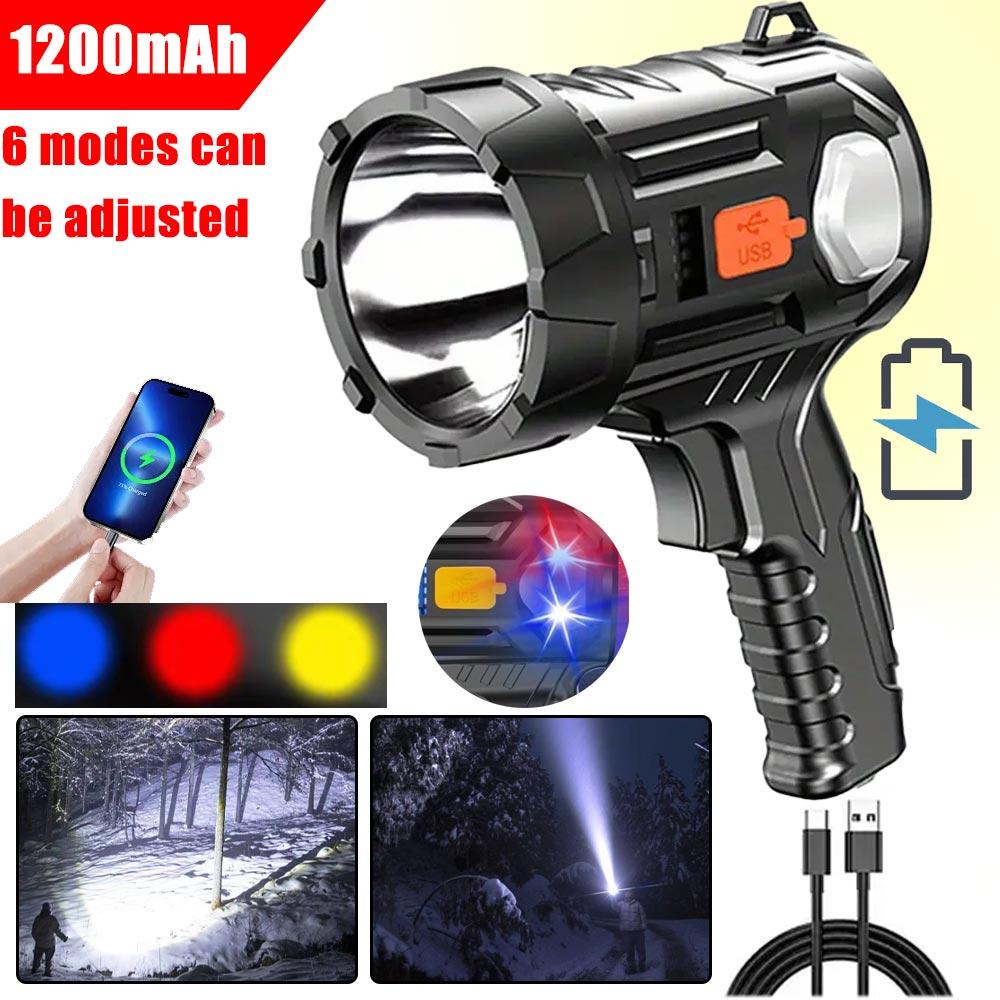 High Power Portable Led Flashlight COB Searchlight Spotlights Solar Panel USB Charging Torch with 1200mAh Lithium Battery