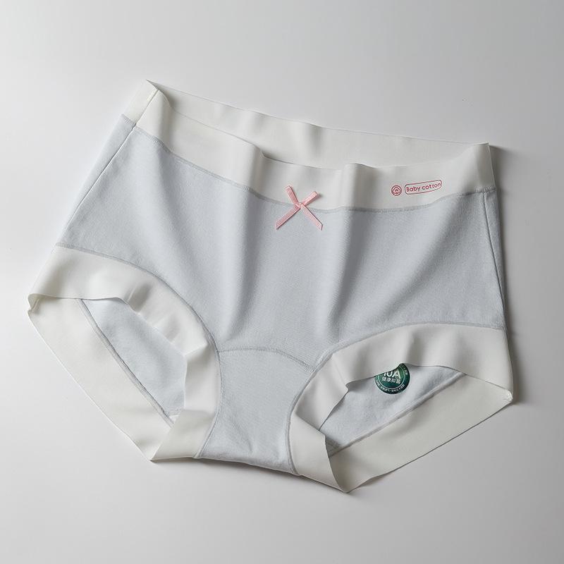 Women's Spring and Summer Pure Cotton 10A Class Antibacterial Extended Crotch Mid Waist Briefs