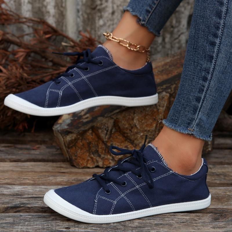 New women's fashion canvas shoes lace-up flat casual shoes