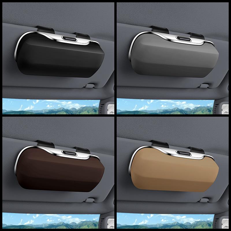 Press Switch Car Glasses Box Sun Visor Glasses Holder Internal Soft Fabric Scratch Resistant Shock-Proof Eyeglasses Storage Case