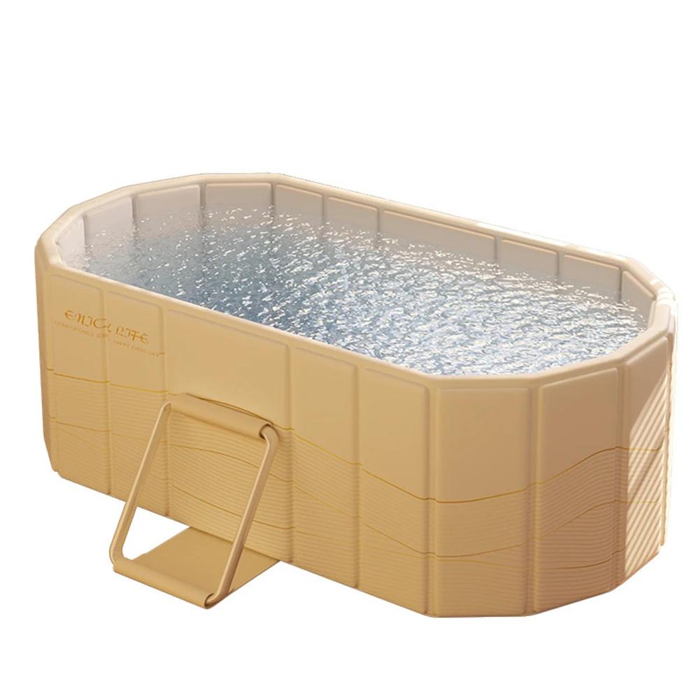 Foldable Portable Hot Tub with Dual Drainage Design for Home Gym Large Collapsible Ice Bath Tub for Relaxation