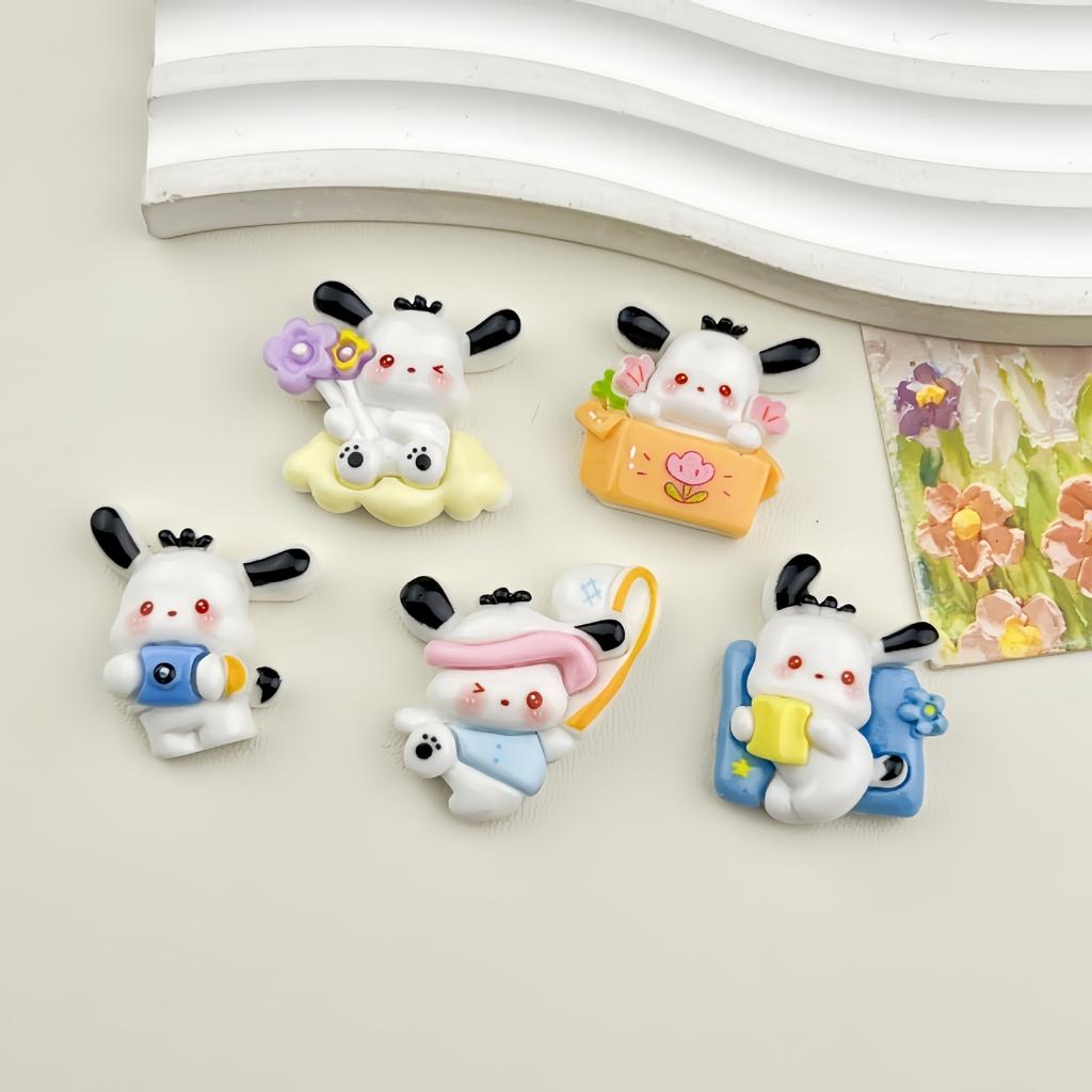 20/100PCS Cartoon bright face spring outing puppy DIY resin accessories phone case hair clip handmade material
