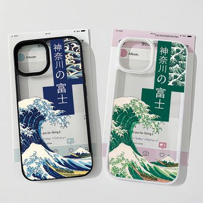 Japan Anime The Great Wave Of Kanagawa Phone Case For iPhone 17Air 16 Pro 15 14 13 12 11 XR XS MAX 7 8Plus Clear Hard Cover Capa