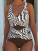 Swimsuit Women V-Neck Swimwear Spliced Striped Fashion One Piece Bodysuit Swimming Suit Summer Fashion Bathing Bikinis