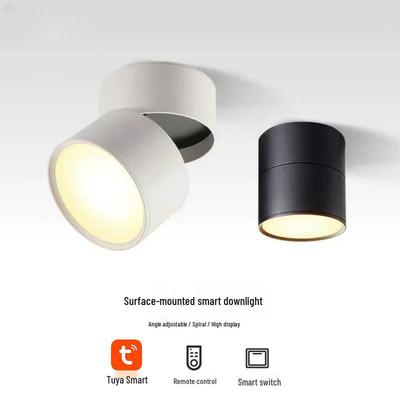 Adjustable LED Surface-Mounted Round Downlight for Living Room, Hallway, or Corridor - No Cutouts Needed, Smart Dimming Ceiling Lamp