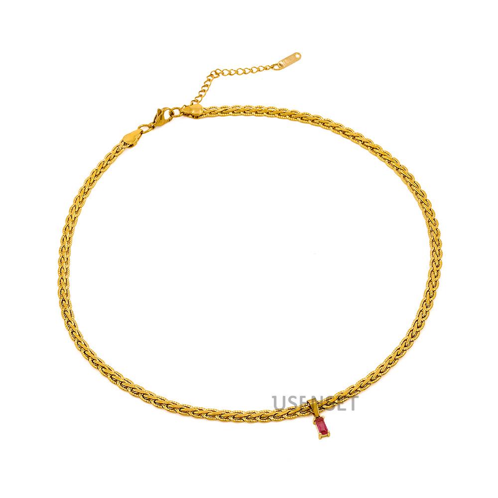 European & American Colorful Zircon Pendant Necklace with 18K Gold-Plated Copper Clavicle Chain - Women's Unique Design YS31