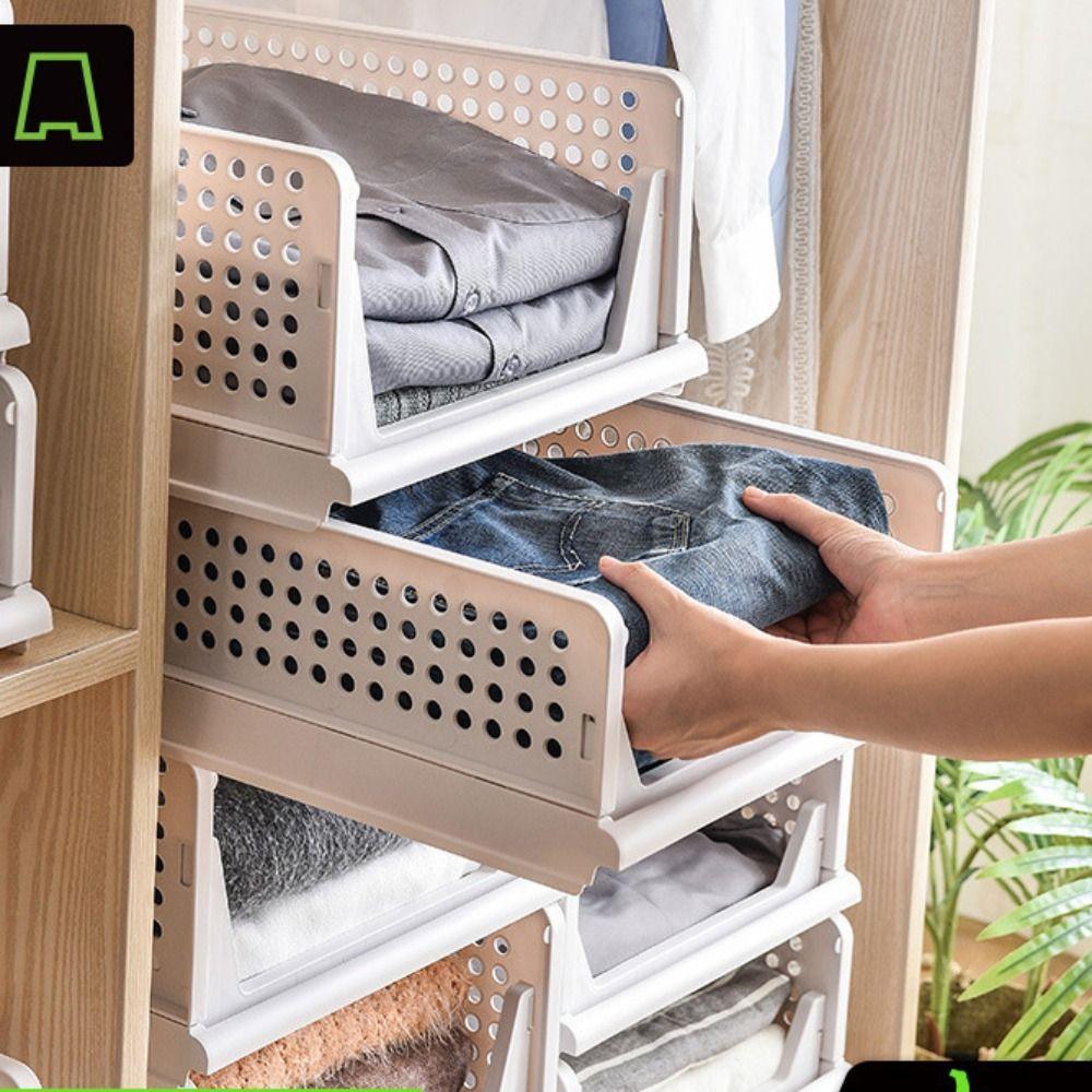 Stackable Drawer Organizer Plastic Storage Baskets Saving Space Clothes Sorting Rack  Kitchen