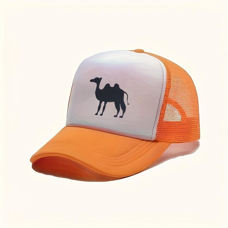 Camel Silhouette Trucker Hat Unisex Polyester Mesh Baseball Cap Casual Outdoor Adjustable
