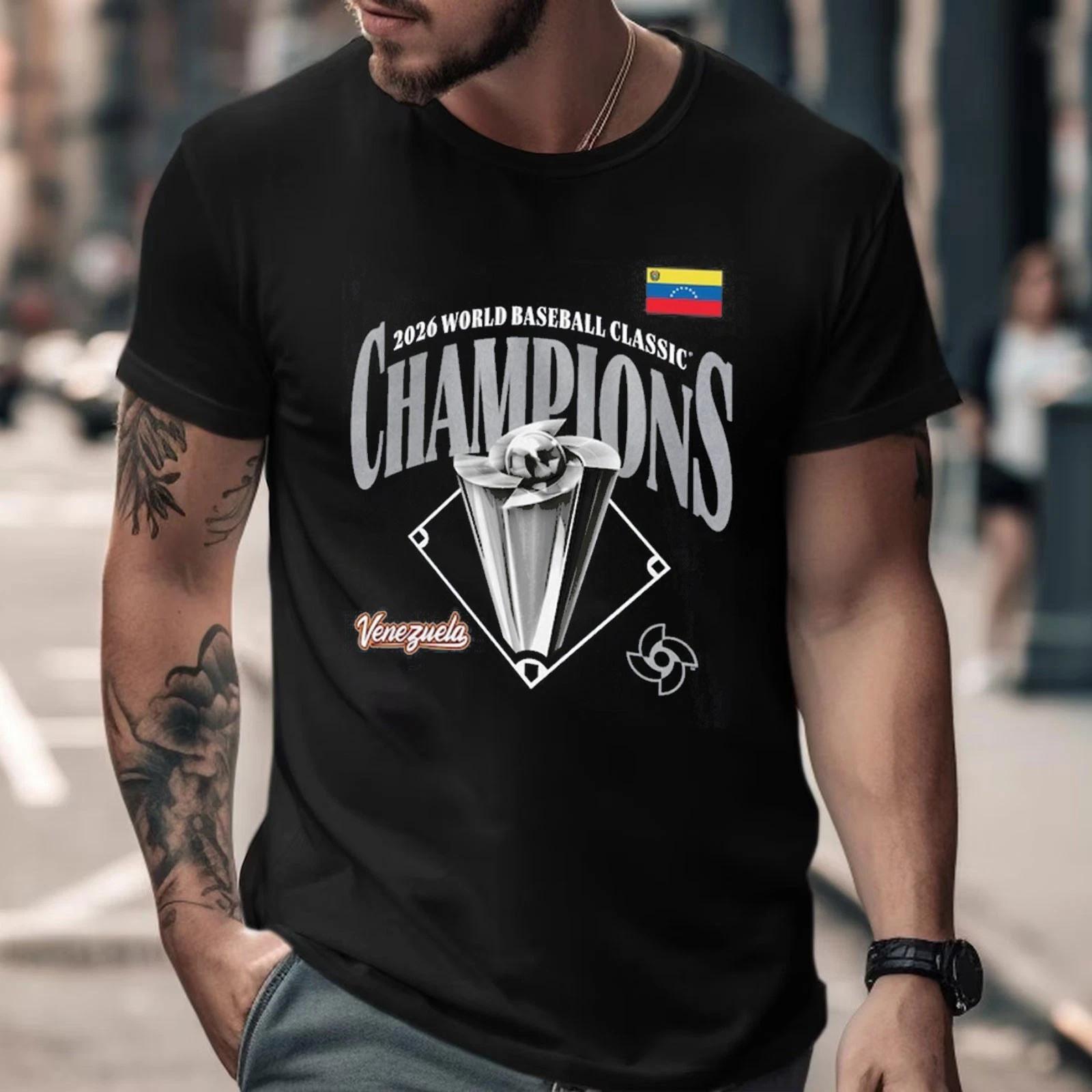 

Venezuela 2026 World Baseball Classic Champions TShirt Unisex and Women Summer Cotton Clothing Casual Fashion Short Sleeved Tee 4XL