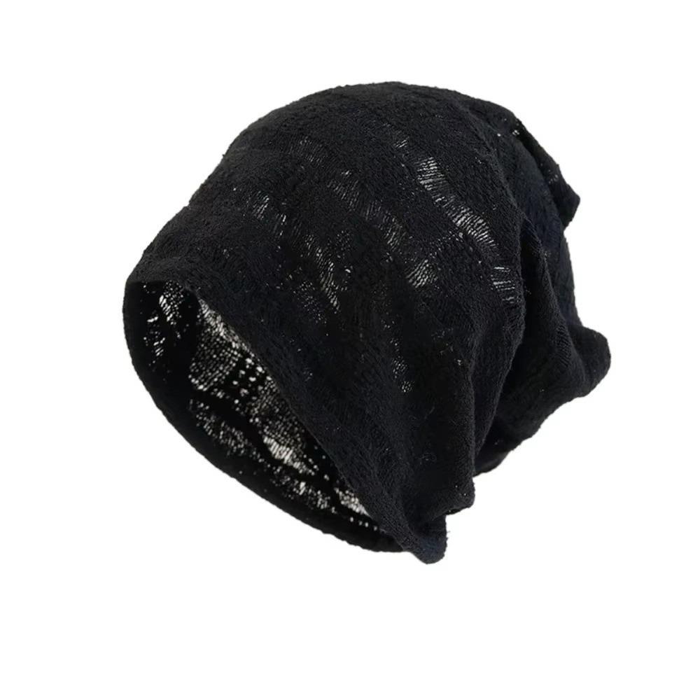 Hollow Design Knitted Hat Thin Beanies Hat Fashion Pullover Hat Spring Summer чёрный