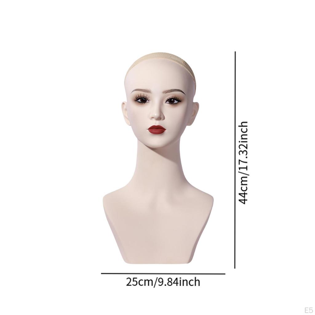 Female Manikin Head Display Stand Hat Rack Holder for Hairpieces Necklace