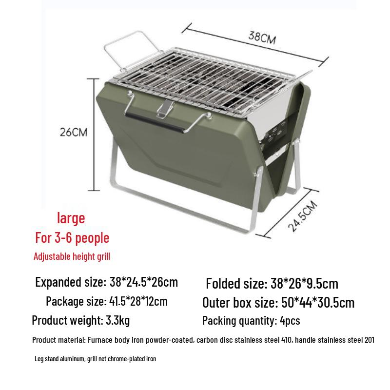 Portable Folding Outdoor Barbecue Grill & Utensils Set