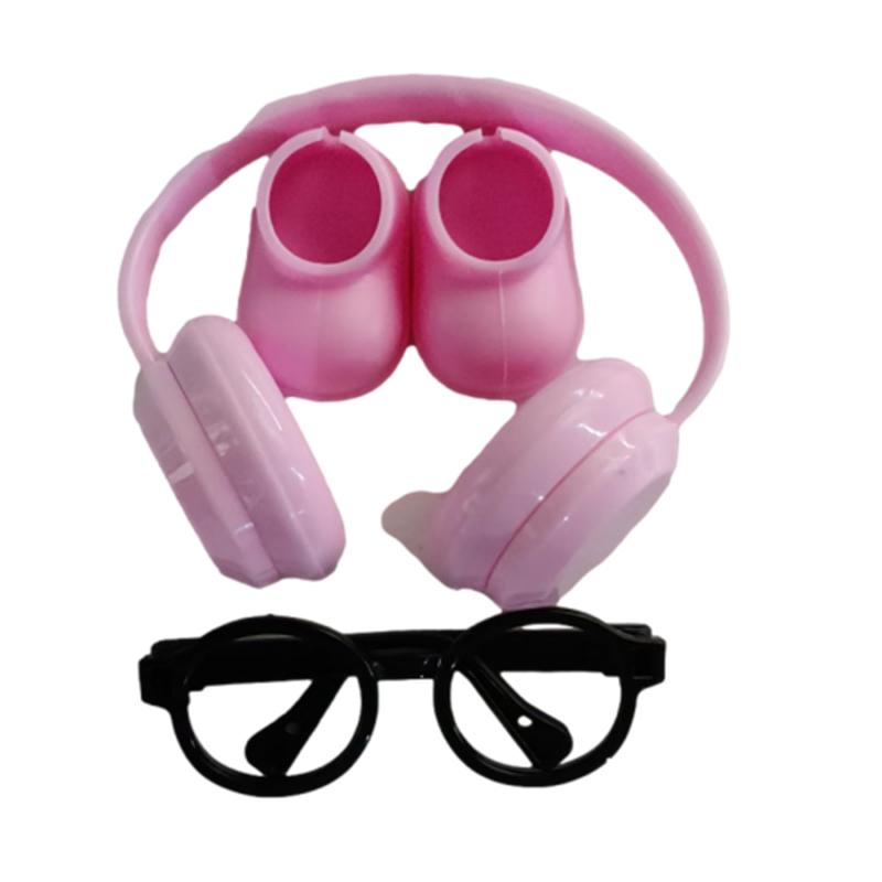 DIY doplňky pro boty labubu V1 V2 bez čoček brýle stylová plastová sluchátka plyšová dekorace panenky dárek k narozeninám