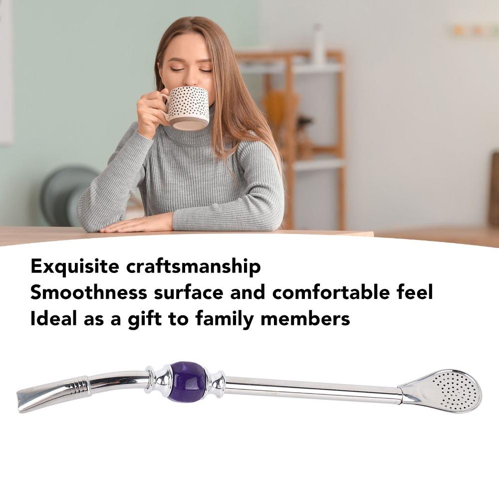 Filter Tip Stainless Steel Straw Spoon Drinking Filter Spoon Straw  For Gourd Drinking