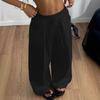 2026 Women's Spring/Summer Casual Wide-Leg Drawstring Pants: European & American Lazy Style