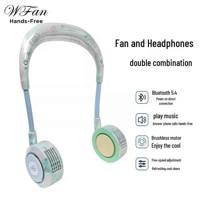

Ayi Neck Fan with Bluetooth Speaker & 5-Speed Adjustment for Outdoor Activities With Bluetooth Speaker