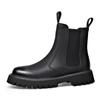 Men's High-Top Genuine Leather Martin Boots - Yellow, Thick Sole, Lightweight, Elastic Slip-On, Warm, Casual Work Boots for Autumn and Winter.