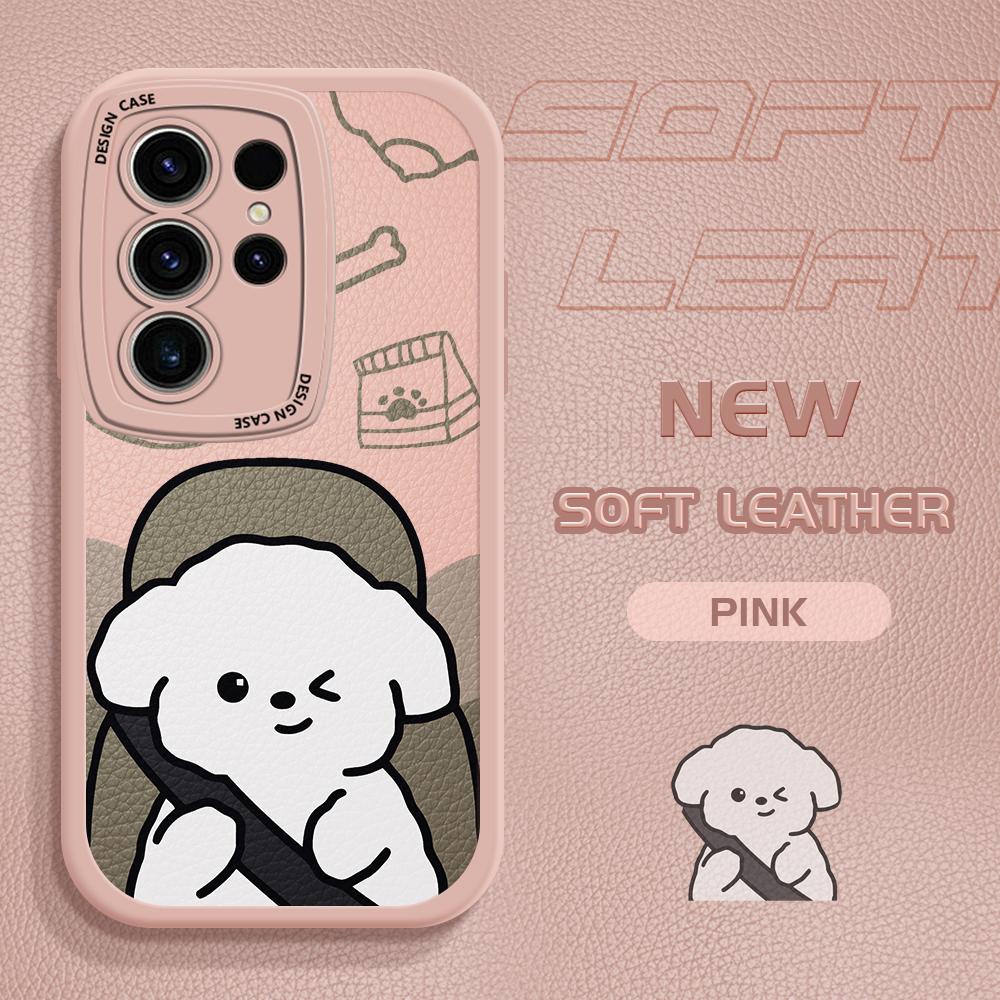 Lovers Couple Cellphone Cover for Vivo V23E Y15 Y91 Y51 OPPO A9 Reno8 6 Realme Huawei Nova 7i P30 Lite Infinix White Puppy PU Leather Phone Case