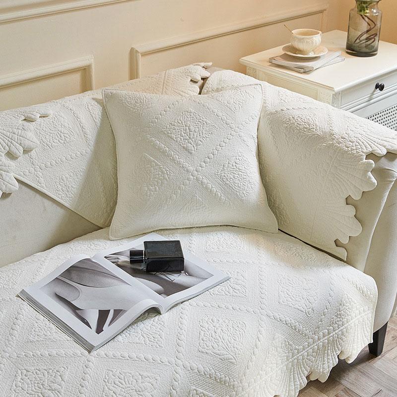 Korean Vintage 2 3 Seater Sofa Cover Quilted Cotton L Shape Couch Recliner Armchair Furniture Slipcover Non-slip Seat Cover