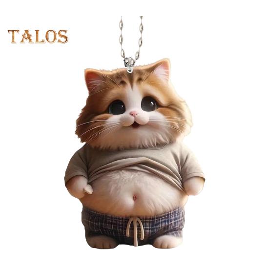 Pot-bellied Dog Cat Hanging Ornament Home Indoor Christmas Tree Car Rearview Mirror 2D Flat Acrylic Big Belly Cartoon Animal Hanging Decoration