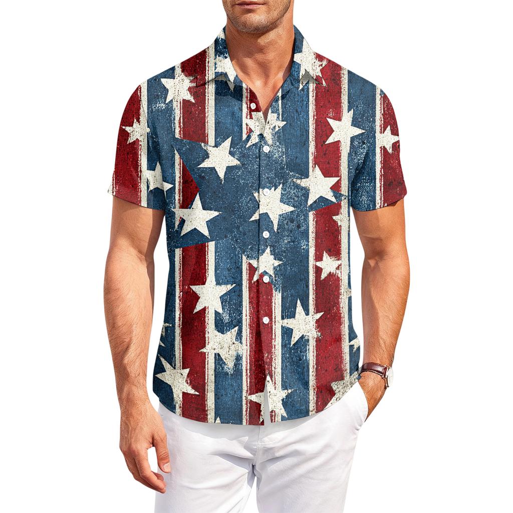 Men's Casual Short-Sleeve Collared Shirt