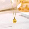 18K Gold-Plated Titanium Necklace with Water Drop Star Gem and Geometric Design