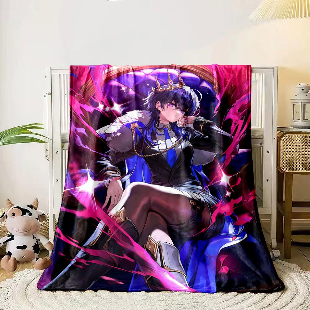 

Royal figure in elaborate attire amidst vibrant pink and glowing accents. for all seasons blanket lunch break throw gift 80cm x 120cm