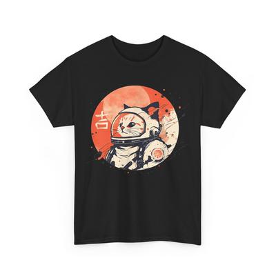 Japanisches Katzen T-Shirt Herren Damen T-Shirts Top, Weltraumkatzen Liebhaber Japanischer Stil Damen Herren T-Shirt Herren Damen T-Shirts Top