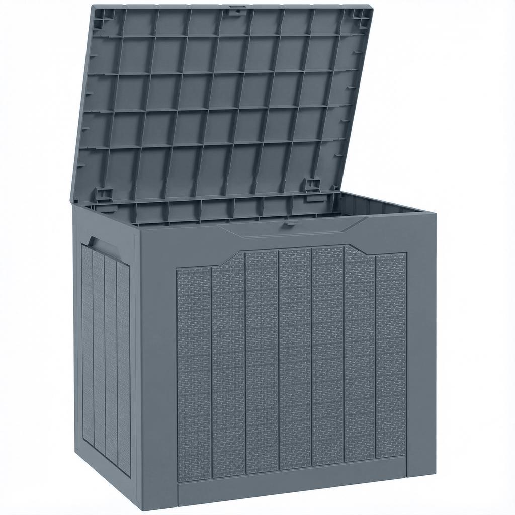 Outdoor Storage Box, 97 L, Recessed Handles, Waterproof, 56 x 41 x 50 cm, Light Grey
