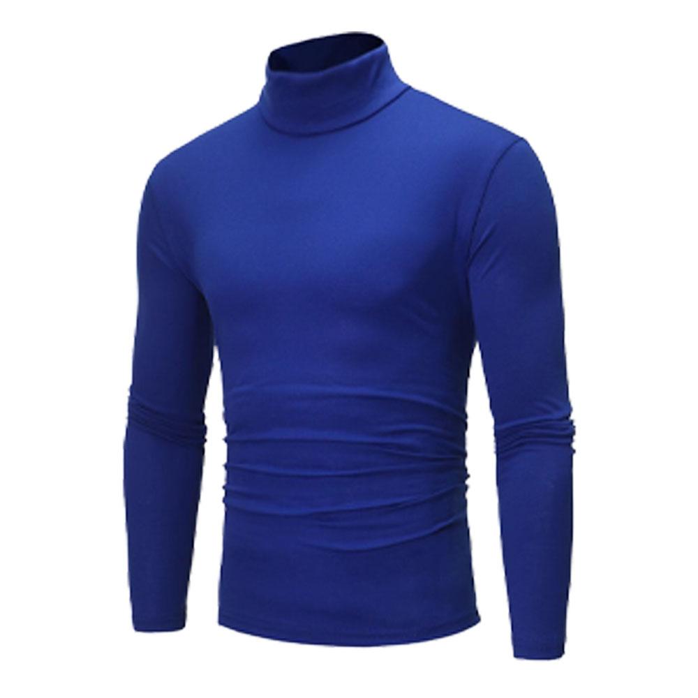 

Осенне-зимняя мужская футболка с высоким воротом, облегающая, с высоким эластичным кроем, с длинным рукавом, мужская одежда, повседневная дышащая, пуловер, нижняя рубашка XXXL королевский синий