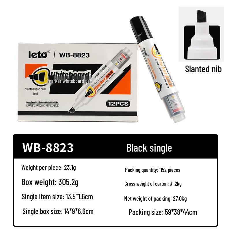 Erasable Large-Capacity Whiteboard Marker with Thick Round Tip for Office and Teaching.