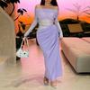 JY summer new long dress, European and American style temperament sexy one-word shoulder mesh hollow dress women