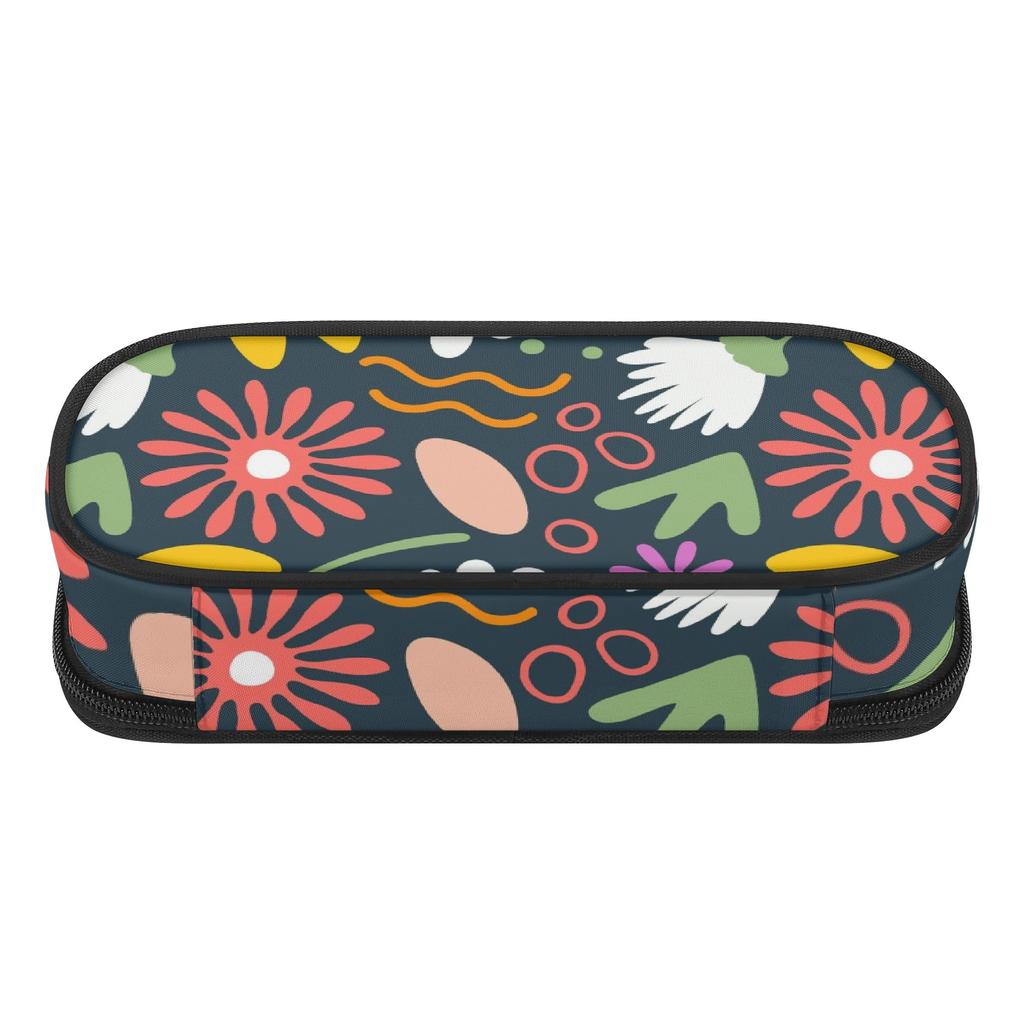 Pencil Pouch Portable 300D Polyester Zipper Closure with Mesh Pocket Removable Divider and Pen Slots for College and School Use