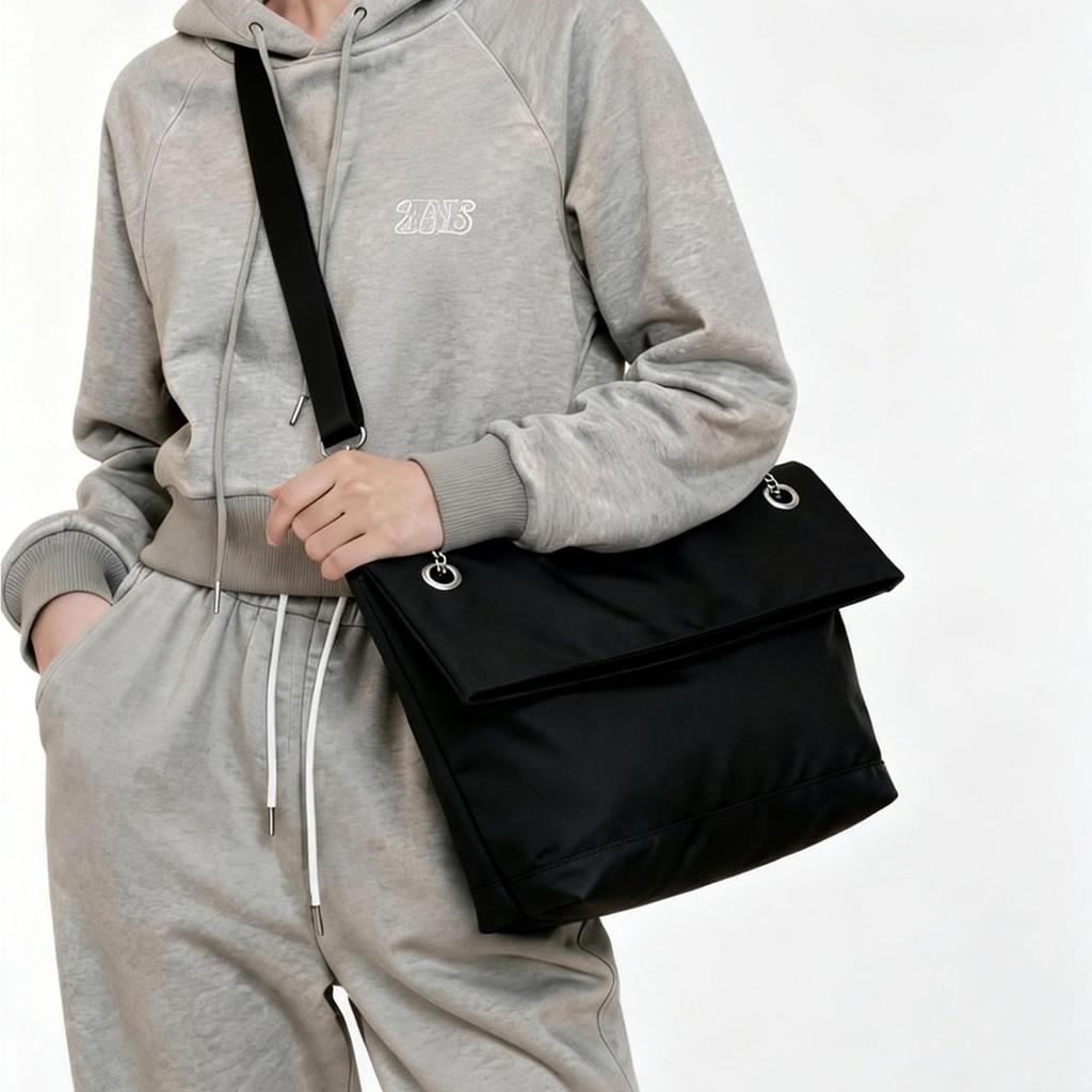 New folding bucket bag, casual messenger bag, portable shoulder small bag, simple and versatile foreign gas bag