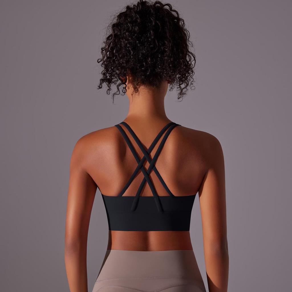 Double-Sided Criss-Cross Shockproof Sports Bra - Cloud-Like Yoga Fitness Top