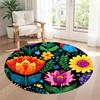 Flower Round Office Rug Perfect for Study Room Kitchen Dormitory Living Rooms Antislip Round Carpet Decorate Offices Best for Christmas