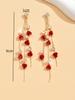 2pcs Retro Style Long Style Zircon Inlaid Rose Earrings for Women's Daily Dating Accessories