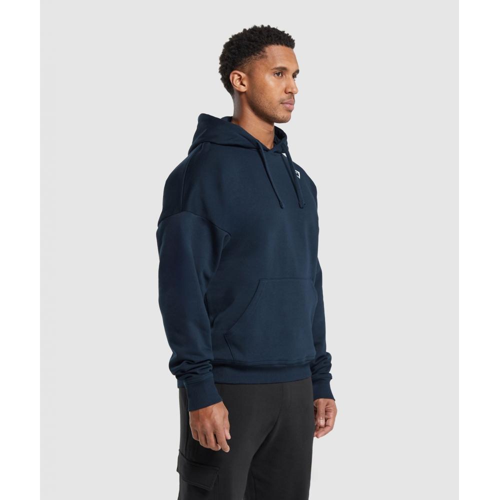 Gymshark Crest Oversized Hoodie Navy A5a8o Ub9p