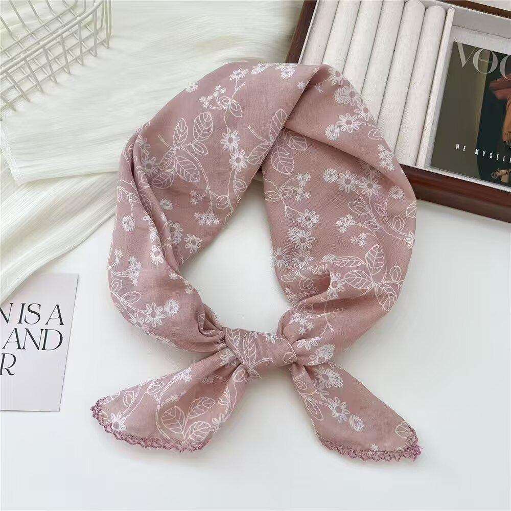 Carré en Coton Petit Carré Foulard Rétro Littéraire Petit Foulard en Soie Foulard Décoratif Petit et Frais pour Femme Cache-cou Rouge Foulard Mode Impression