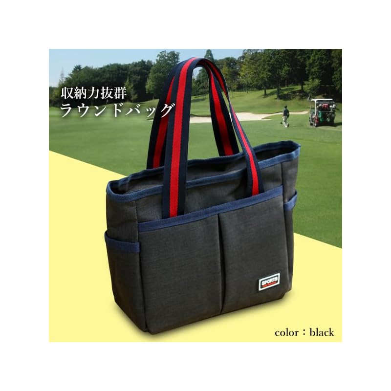 [RemarksJapan] Round Bag, Black, Golf, Men's & Women's, Cart Bag, Tote Bag, Golf Bag, Lunch Bag