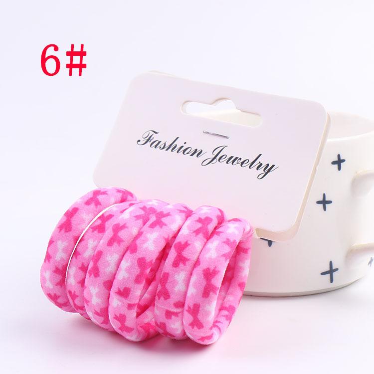6Pcs/Set High Elasticity Printed Scrunchie Women Girls Children Elastic Hair Rubber Bands Accessories Tie Hair Rope Ring Holder