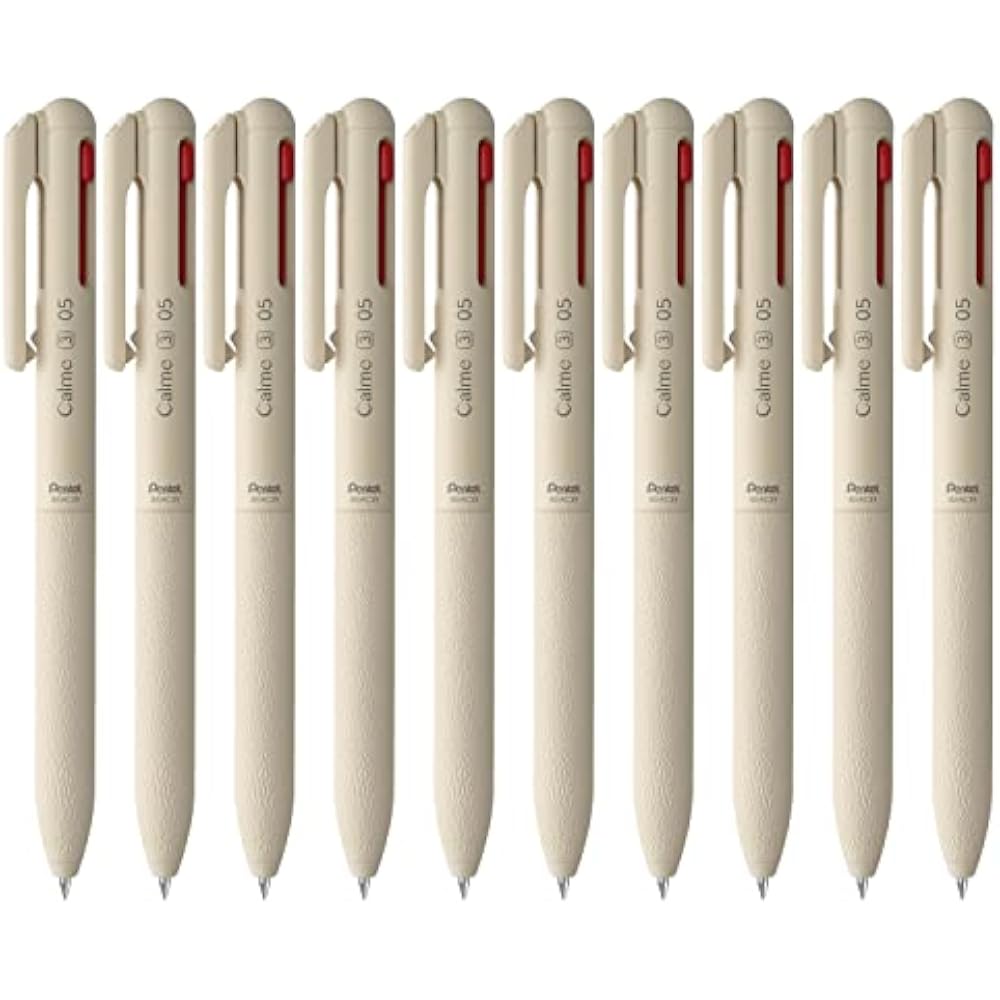 Pentel, 3-color ballpoint pen, Calme, 0.5mm, beige, 10-pack BXAC35H
