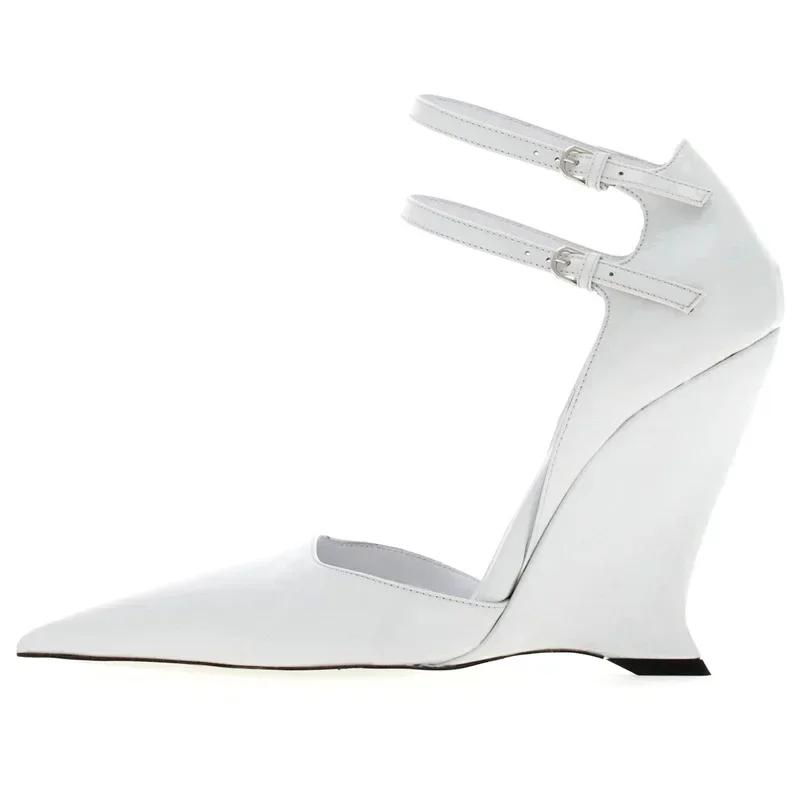 

Женские сексуальные туфли на каблуках с ремешком на щиколотке, свадебные туфли, вечерние босоножки De Mujer, роскошные босоножки для женщин-дизайнеров 35 белый