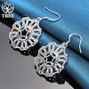 925 Sterling Silver Round Geometry Drop Earring Jewelry