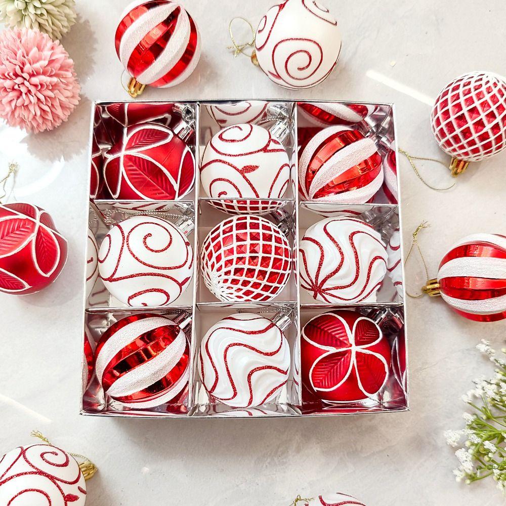 9Pcs/set Plastic Christmas Ball Ornament Christmas Ball Decorations Christmas Party Decoration