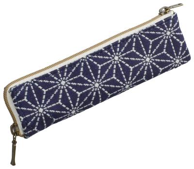 No BoRDER PERiTOSS Pekes Okayama Denim [Made In Japan] Pen Case, Size S, Asanoha PT-0121SHL