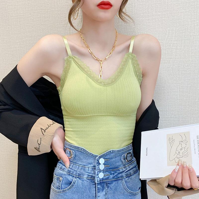 Lace Lace V-neck Camisole Vest Women's Slim Fit Elastic Sleeveless Top Inner T-shirt Base Shirt Beautiful Back