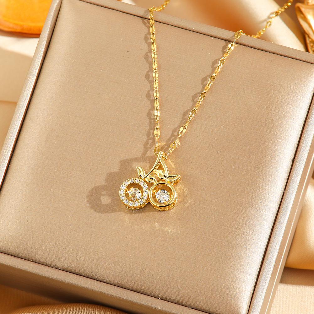Japan and South Korea Simple Popular Wind Titanium Steel Necklace Female Niche Exquisite Internet Celebrity Zircon Clavicle Chain High-end Jewelry
