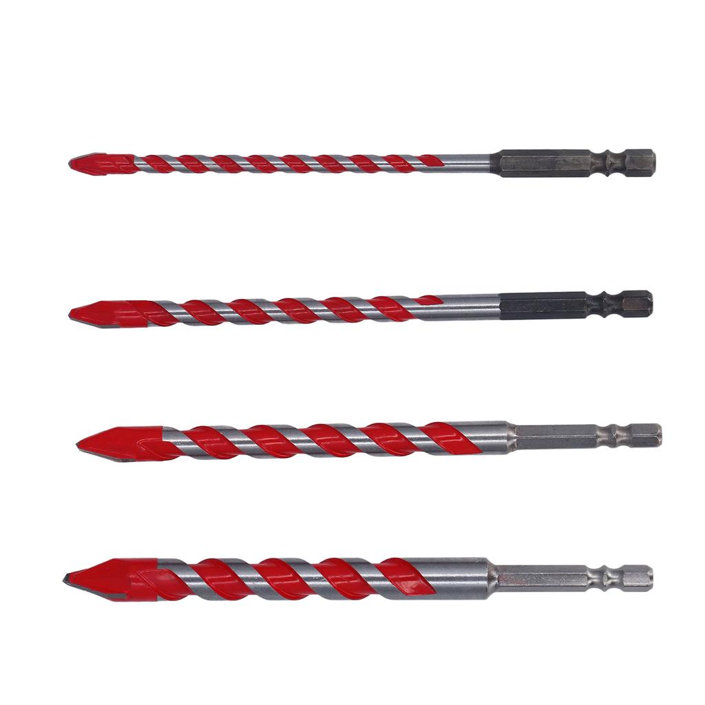 4Pcs Eccentric Twist Drill Bit Set 150mm 6.35mm Hex Shank Drill Bit Set for Concrete Masonry Glass