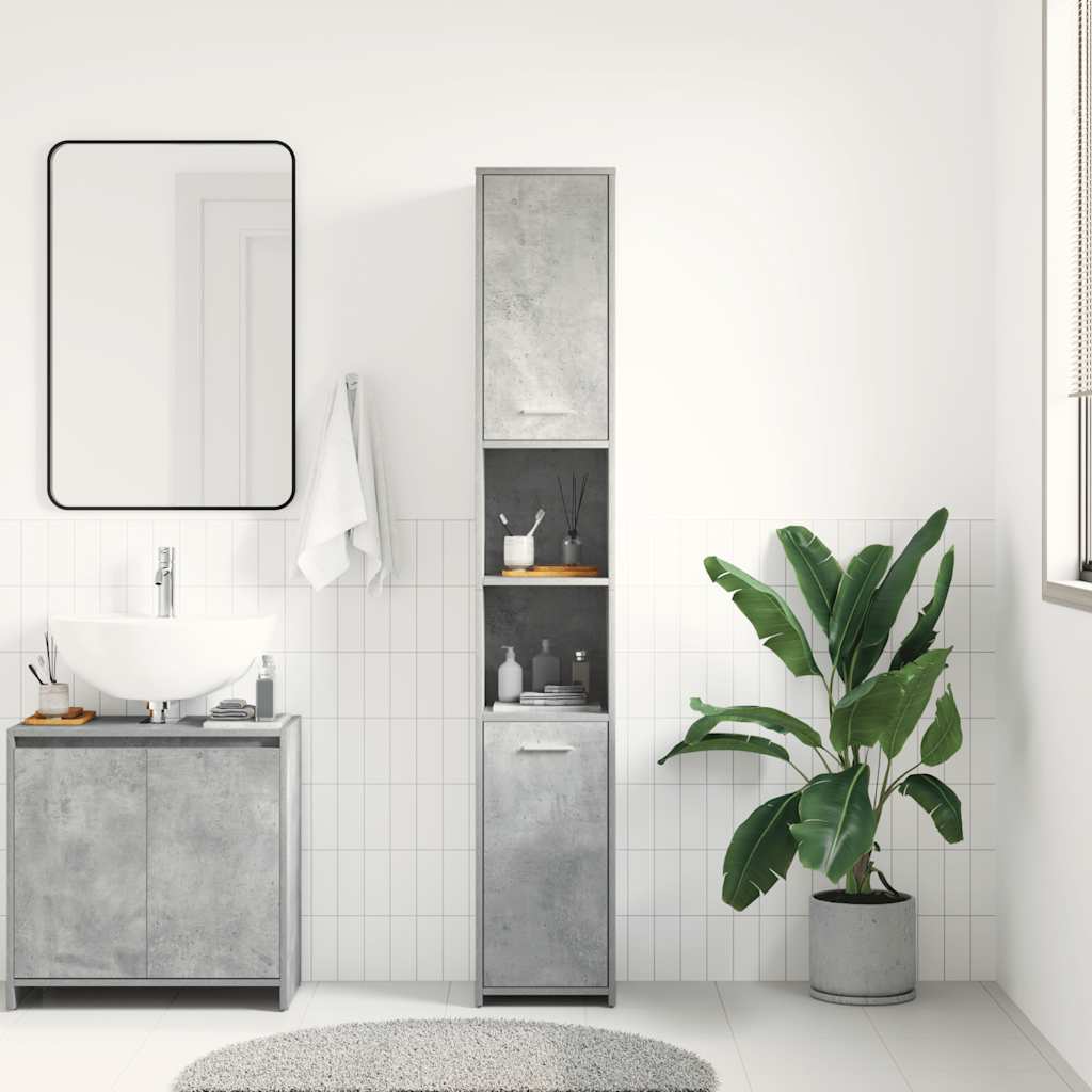 Bathroom Cabinet Concrete Grey 30 X 30 X 183.5 Cm Particleboard